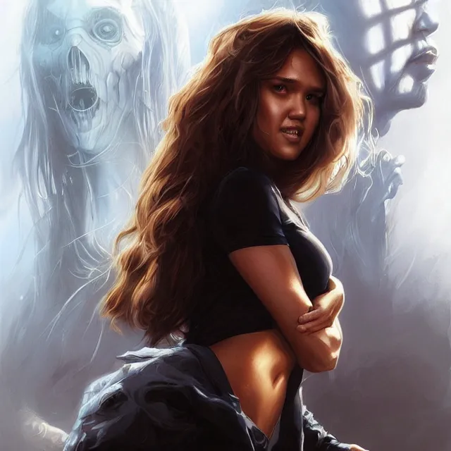 Image similar to the thing jessica alba john carpenter by stanley artgerm lau, wlop, rossdraws, frank frazetta, andrei riabovitchev, marc simonetti