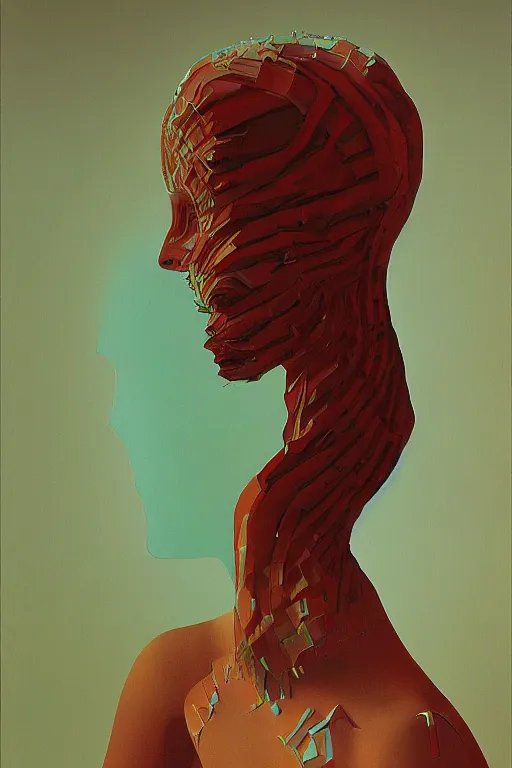 Image similar to woman wearing oculus and digital glitch head edward hopper and james gilleard, zdzislaw beksisnski, higly detailed