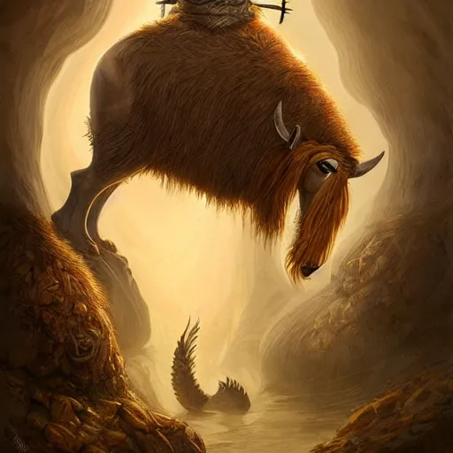 Image similar to digital painting of a alf as a viking by filipe pagliuso and justin gerard, symmetric, fantasy, highly, detailed, realistic, intricate