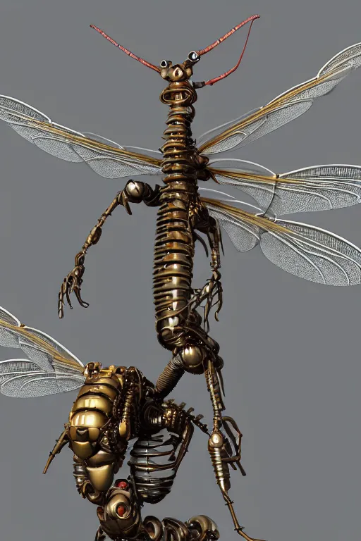 Image similar to a macro photograph of a bio - mech cyborg dragonfly by adam gor, by javier ruperez, by ellen jewett, zbrush central, 8 k