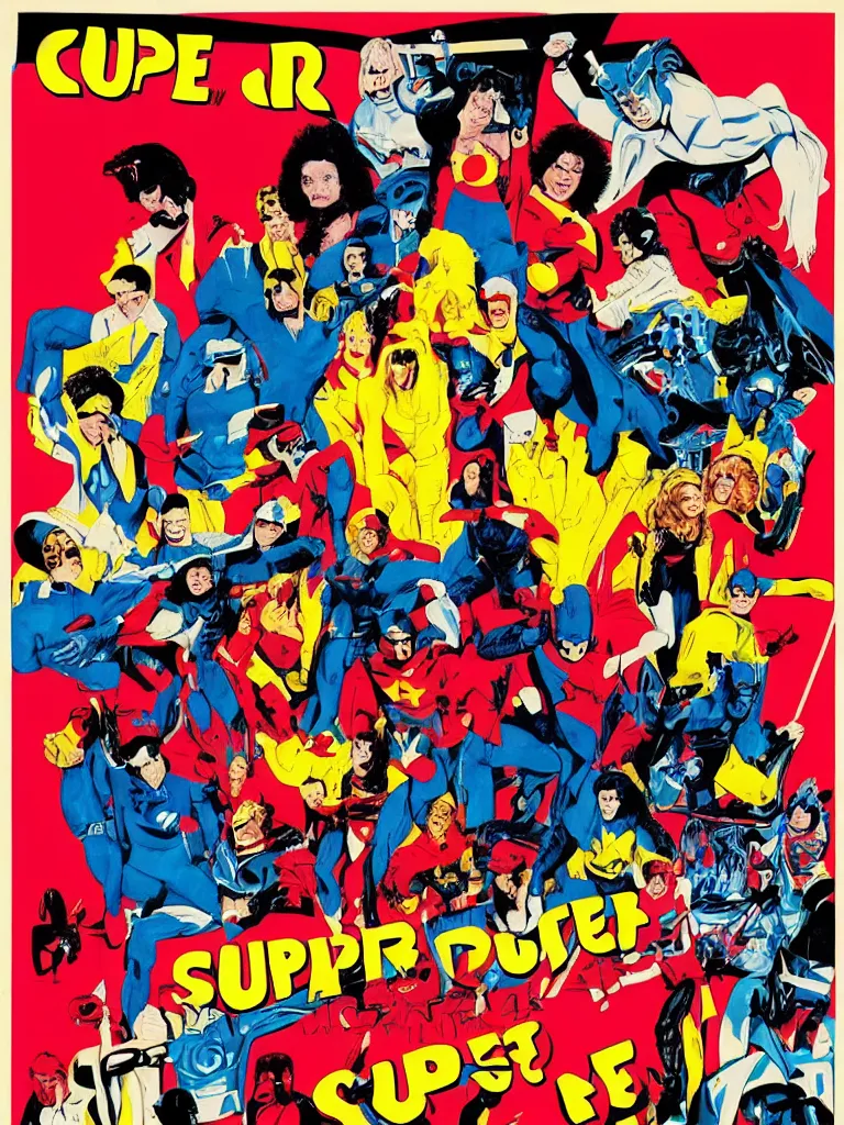 Prompt: 8 0 ´ s super hero movie poster