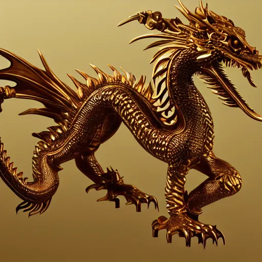 Image similar to a majestic golden dragon, hd, 4k, trending on artstation, award winning, 8k, 4k, 4k, 4k, very very very detailed, high quality steampunk art