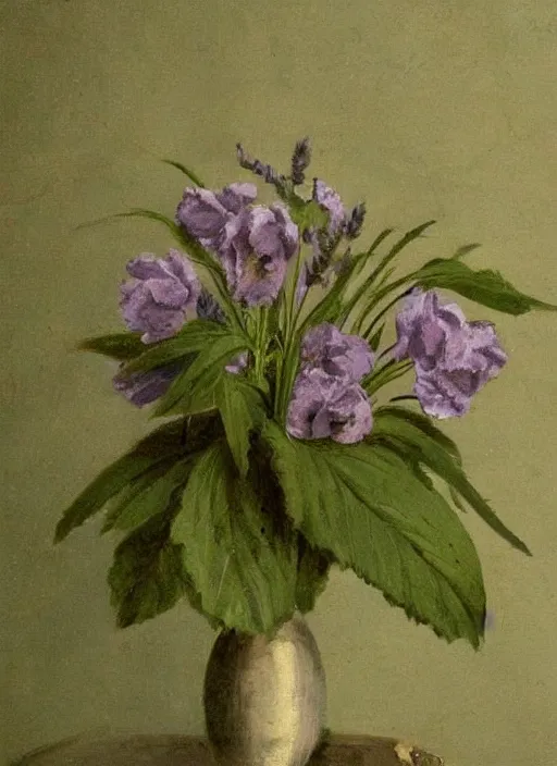 Image similar to by famous 1 9 th century painter, hand, lavender nail polish, realism, pretty, green wallpaper background!