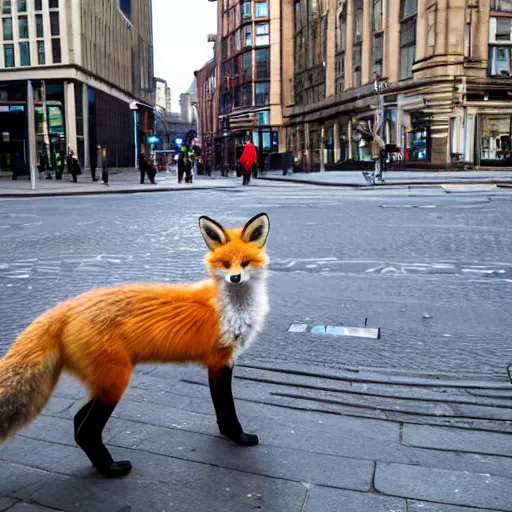 Prompt: fox on market street manchester uk
