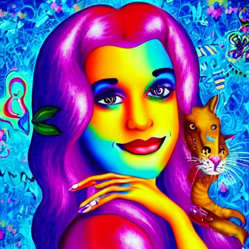 Image similar to “ what is love, painted by lisa frank ”