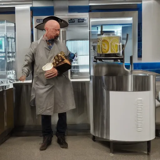 Prompt: Walter white as ice cream maker