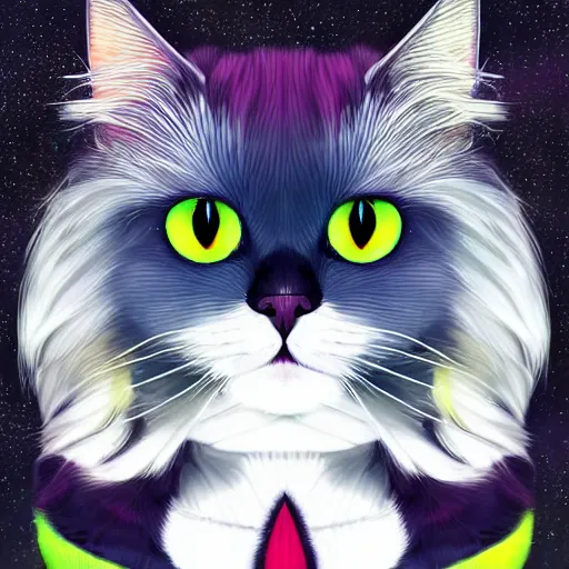 Prompt: symmetry!! portrait of cool and good - looking ragdoll cat, long cat hairs, big cat eyes, colorful lighting, hyperrealistic, trending on pixiv fanbox, style of marvel cinematic universe,