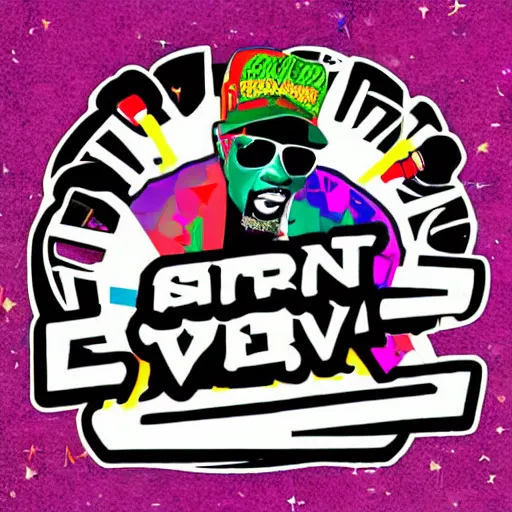 Image similar to svg sticker of a Dancing-Ben-Harper-Snoop-Spike-Lee-with-a-large-Afro-Puff, at a rave, spinning records, giant headphones rocking out, wearing headphones, huge speakers, dancing, rave, DJ, spinning records, digital art, amazing composition, rule-of-thirds, award-winning, trending on artstation, featured on deviantart