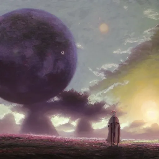 Image similar to impressionistic oil painting of the eclipse scene of the manga berserk, key visual, concept art, extremely moody lighting, highly detailed, digital painting, artstation, unreal engine,