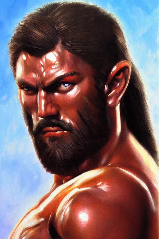 Prompt: Gladiator, muscular, detailed face, correct face, painting by Ádám Mányoki