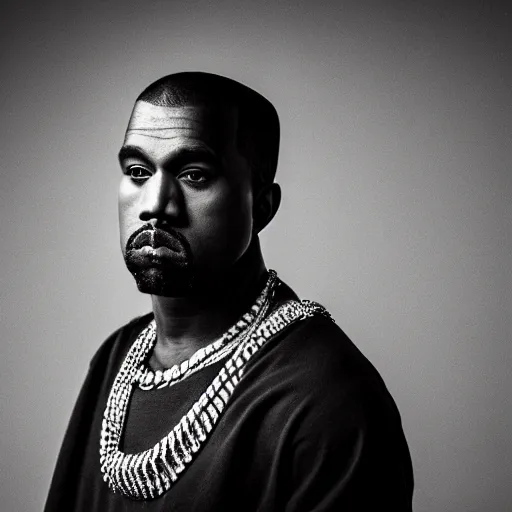 Image similar to Kanye West as pharaoh, portrait, 40mm lens, shallow depth of field, close up, split lighting, cinematic