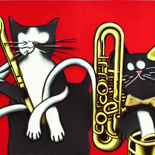 Prompt: cats in a jazz band