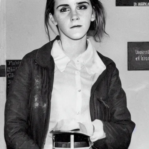 Prompt: emma watson as a janitor in an american high school.
