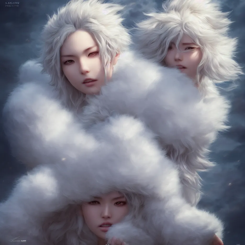 Prompt: white fluffy cloud, realistic 4 k octane cycles beautifully detailed render, 4 k, deep focus, intricate, elegant, highly detailed, photorealistic rendering, sharp focus, illustration, hearthstone, art by artgerm, hayao miyazaki