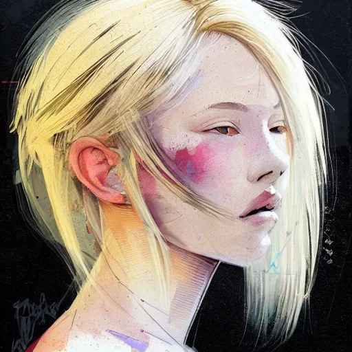 Prompt: Angelic beautiful girl with blond hair profile picture by Greg Rutkowski, asymmetrical, Organic Painting , Matte Painting, geometric shapes, hard edges, graffiti, street art, trending on the artstation:2 by Sachin Teng:4