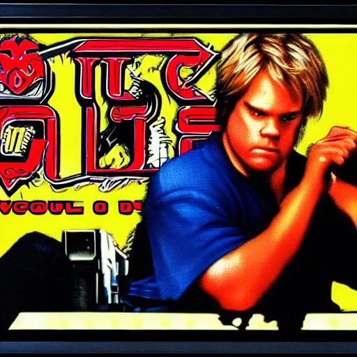 Image similar to portrait of philip seymour hoffman in double dragon video game splash screen