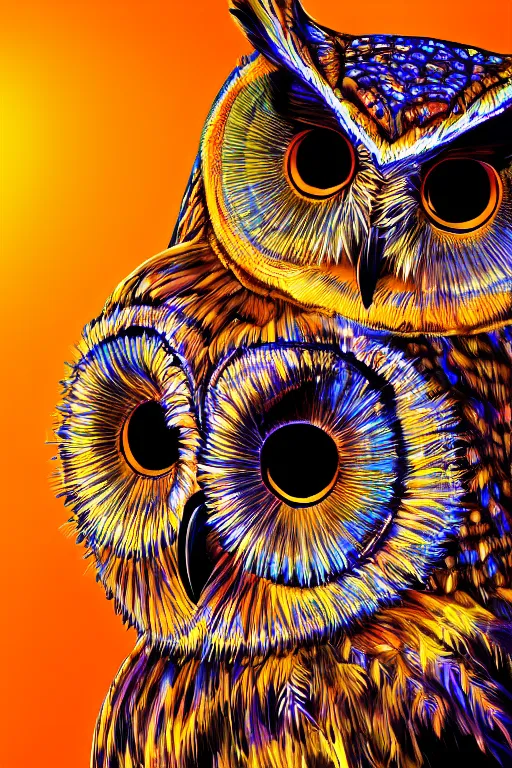 Image similar to glowing owl, beautiful colours, highly detailed, digital art, sharp focus, trending on art station