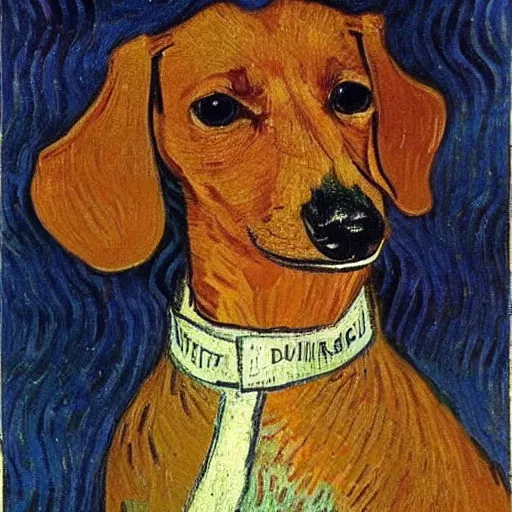 Image similar to Portrait of a dachshund, Vincent Van Gogh