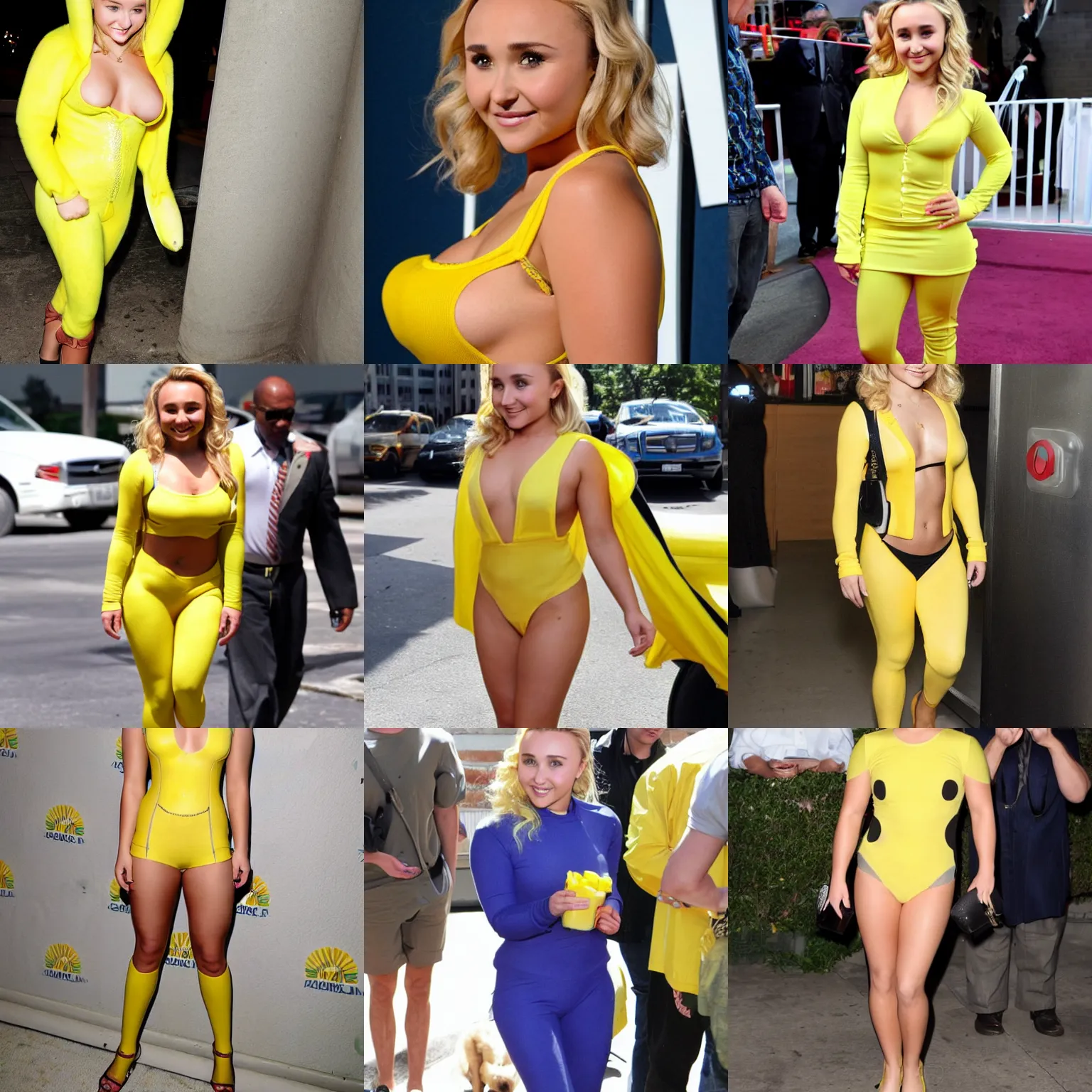 Prompt: hayden panettiere in banana suit