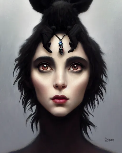 Image similar to a portrait of black furry shadow monster, background of deep shadows, illustration, dramatic lighting, soft details, painting oil on canvas, art nouveau, octane render, HDR, 4k, 8k, HD, by Edmund Blair Leighton, Brom, Charlie Bowater, trending on artstation, Tom Bagshaw, faces by otto Schmidt