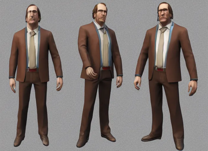 Prompt: 3 d model of saul goodman character in fighting game, stylized 3 d graphics, hdr, ultra graphics, ray tracing, 4 k image