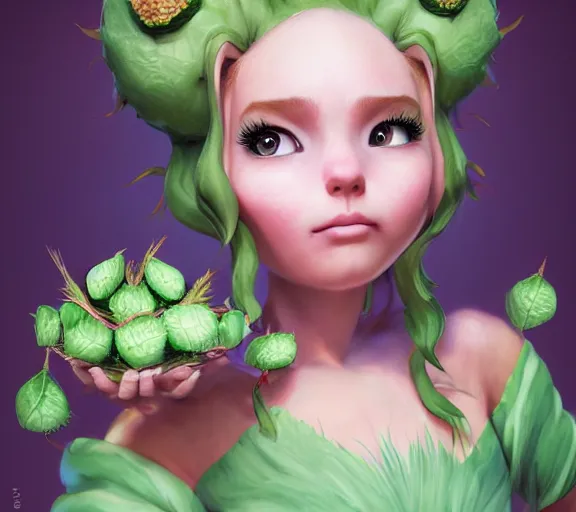 Prompt: an epic fantasy comic book style portrait painting of an extremely cute and adorable very beautiful pineapple mint cat dryad, character design by mark ryden and pixar and hayao miyazaki, unreal 5, daz, hyperrealistic, octane render, cosplay, rpg portrait, dynamic lighting, intricate detail, harvest fall vibrancy, cinematic