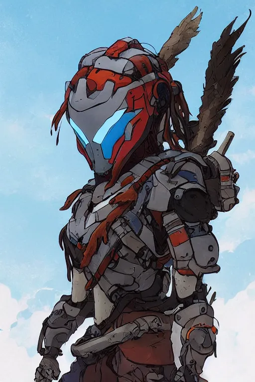 Image similar to combination suit armor aloy horizon forbidden west horizon zero dawn robot ninja mask helmet backpack tribal, art gta 5 comics, official fanart behance hd artstation by jesper ejsing, by rhads, makoto shinkai and lois van baarle, ilya kuvshinov, ossdraws radiating a glowing aura cgi rtx 2 0 2 2