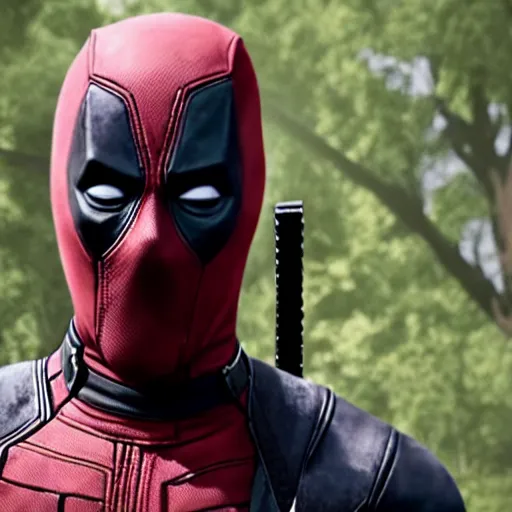 Image similar to deadpool in the walking dead 4 k detailed super realistic