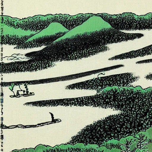 Prompt: Landscape, by Osamu Tezuka.