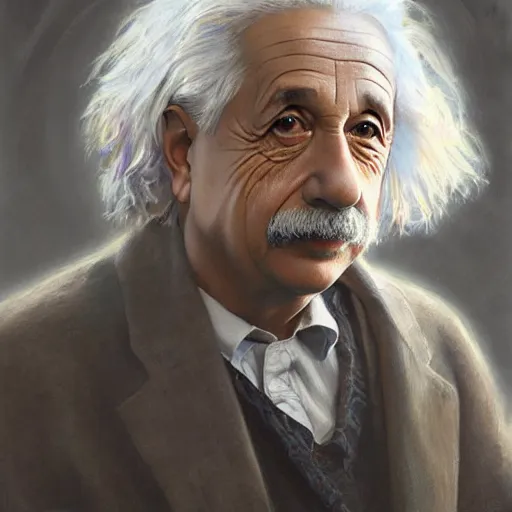 Image similar to albert einstein as a realistic fantasy d & d character, closeup portrait art by donato giancola and greg rutkowski, realistic face, digital art, trending on artstation