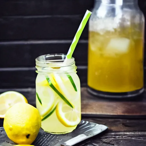 Prompt: cookbook photo of lemonade with meatballs