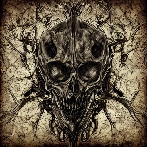 Image similar to HD intricate details fine line gothic grunge style death-metal horrorcore albumcover digital art trending on artstation