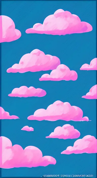 Image similar to pink clouds, under blue clouds, under black sky, smooth, cartoonish and simplistic, background artwork, digital art, award winning