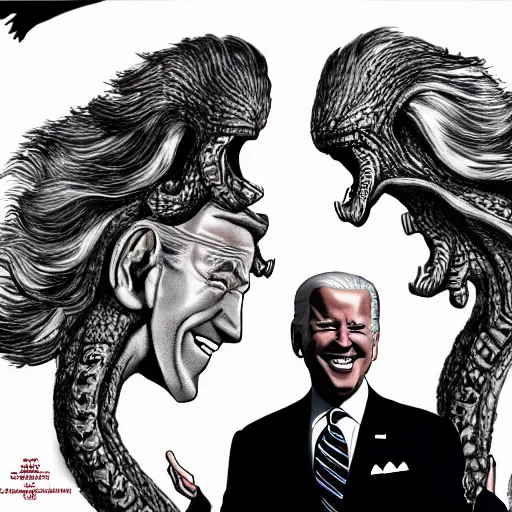 Image similar to A hydra with Joe Biden's heads