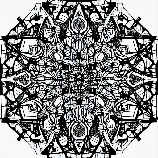 Image similar to intricately detailed pen and ink geometric generative doodle