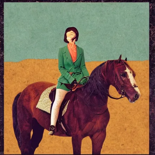 Prompt: woman on horse collage by jesse treece