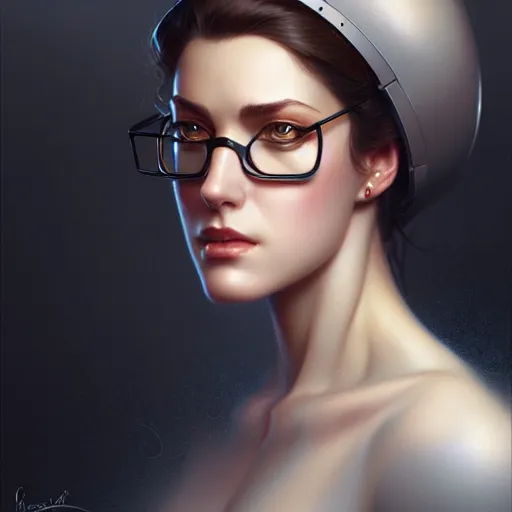 Image similar to Portrait of a seductive lady engineer, highly detailed, digital painting, artstation, concept art, smooth, sharp focus, illustration by Artgerm and Tom Bagshaw and Greg Rutkowski