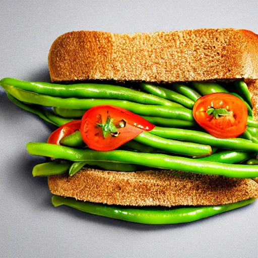 Image similar to a photo of a sandwich of green beans, professional, studio, 4 k