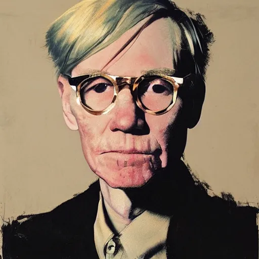 Image similar to ( ( ( portrait ) ) ) by jonathan yeo!!!!! of andy warhol