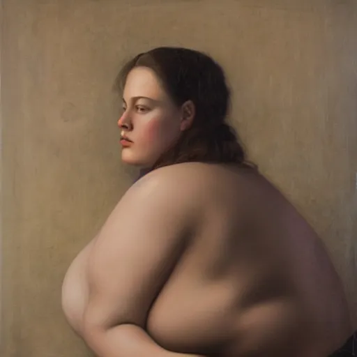 Image similar to portrait of a young girl, plus size, painting by dino valls