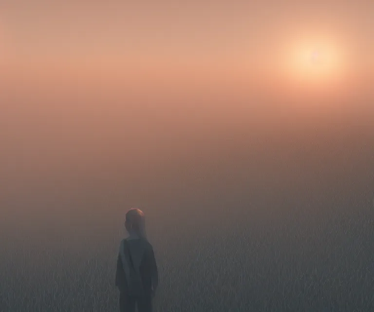 Prompt: gorgeous sunrise lighting : node - based visual programming language ( glowing patch cables looping oled volumetric windows ) scale model floating in midair in front of me : brilliant daylight vr os ux emerging from the thick fog, leica 8 k still from an a 2 4 film
