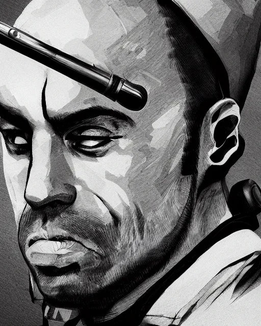 Prompt: a close - up portrait of joe rogan, anime style by studio gallop and toei, highly detailed, trending on artstationhq