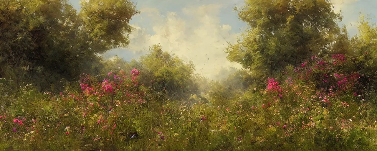 Image similar to summer landscape by jean - baptiste monge, masterpiece, colorful, anti - aliasing