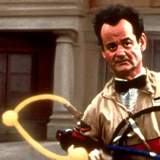 Image similar to film still from Ghostbusters, bill murray as Peter venkman, offering you some delicious cheeses