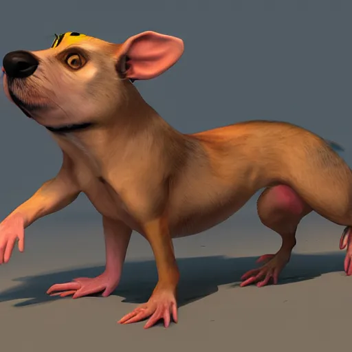 Image similar to [Half man half rat half dog on a skateboard, trending on artstation and unrealengine]