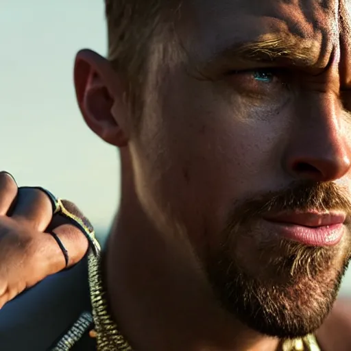 Image similar to ryan gosling as black panther, 4 k, high detail, high - resolution photograph, professional photography, ultra - detail