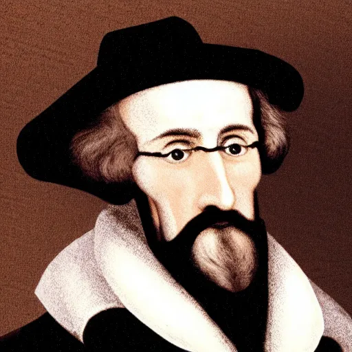 Image similar to Photograph of a robotic Theologian John Calvin, resembles a robot