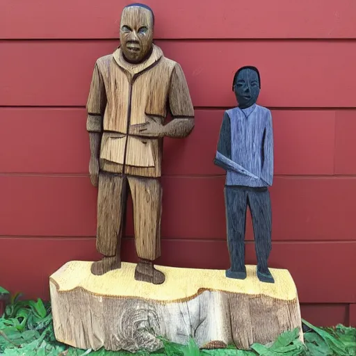 Image similar to wooden carving statue of cj from grove street