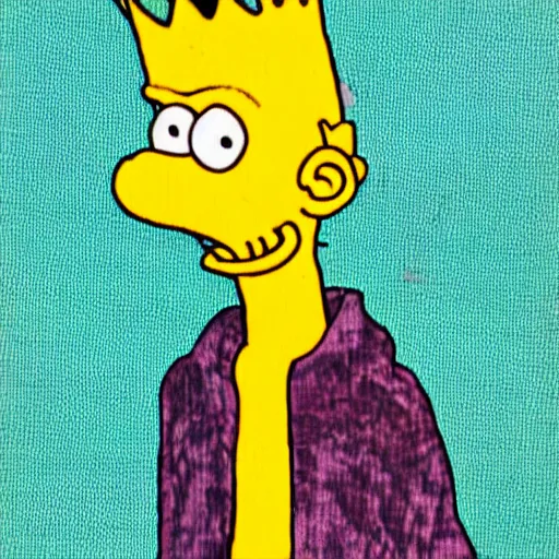 Prompt: claymation Bart Simpson Dobby, analog glitch art