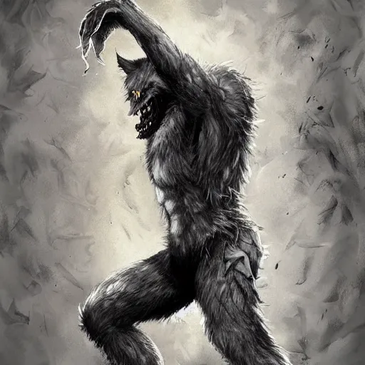 Image similar to fuzzy furry ears werewolf lycanthrope grinning razorpunk vile reprobate jason statham ripped physique portrait Wolfman Wolfman Fenrir with tombow jonas de ro greg rutkowski frank frazetta alexandre briclot Dave Dorman splatterpaint